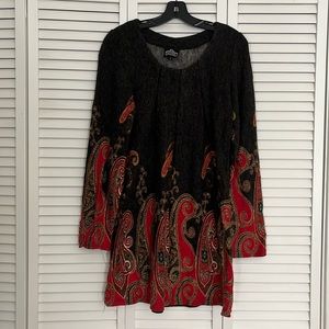 Boutique brand flattering charcoal gray and red dress